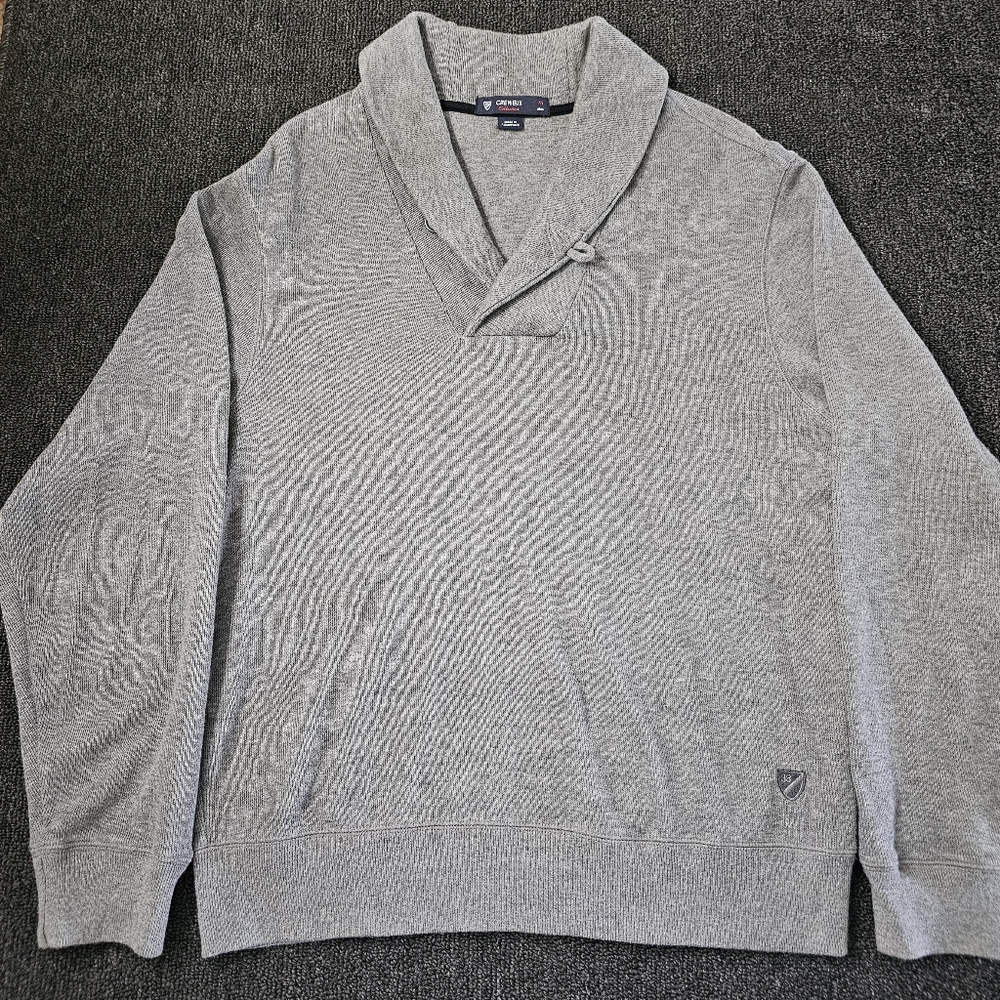 Cremiuex Collection Gray Knit Over Lap Shawl Collar/Button Sweater Men's Size M